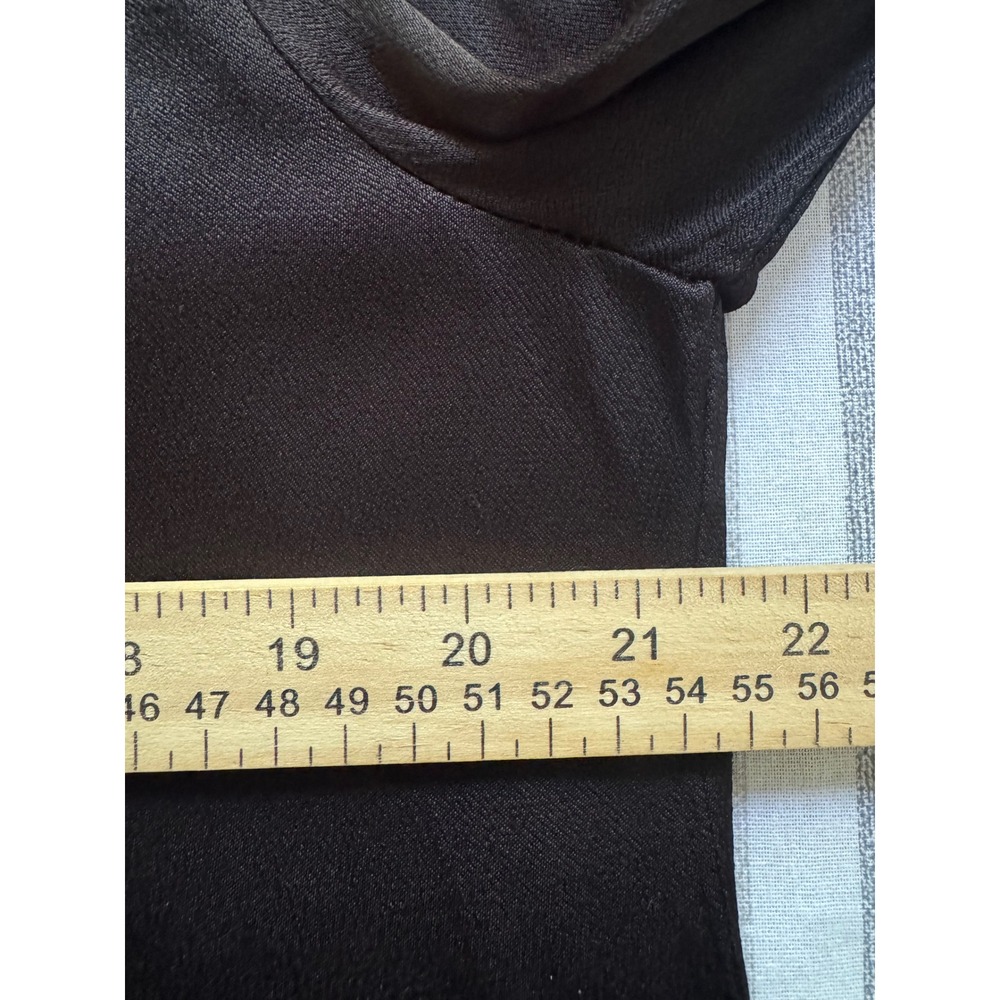 L'AGENCE Black Satin Rayon Button Front Blouse Puff Sleeve Size 6 - Picture 6 of 9